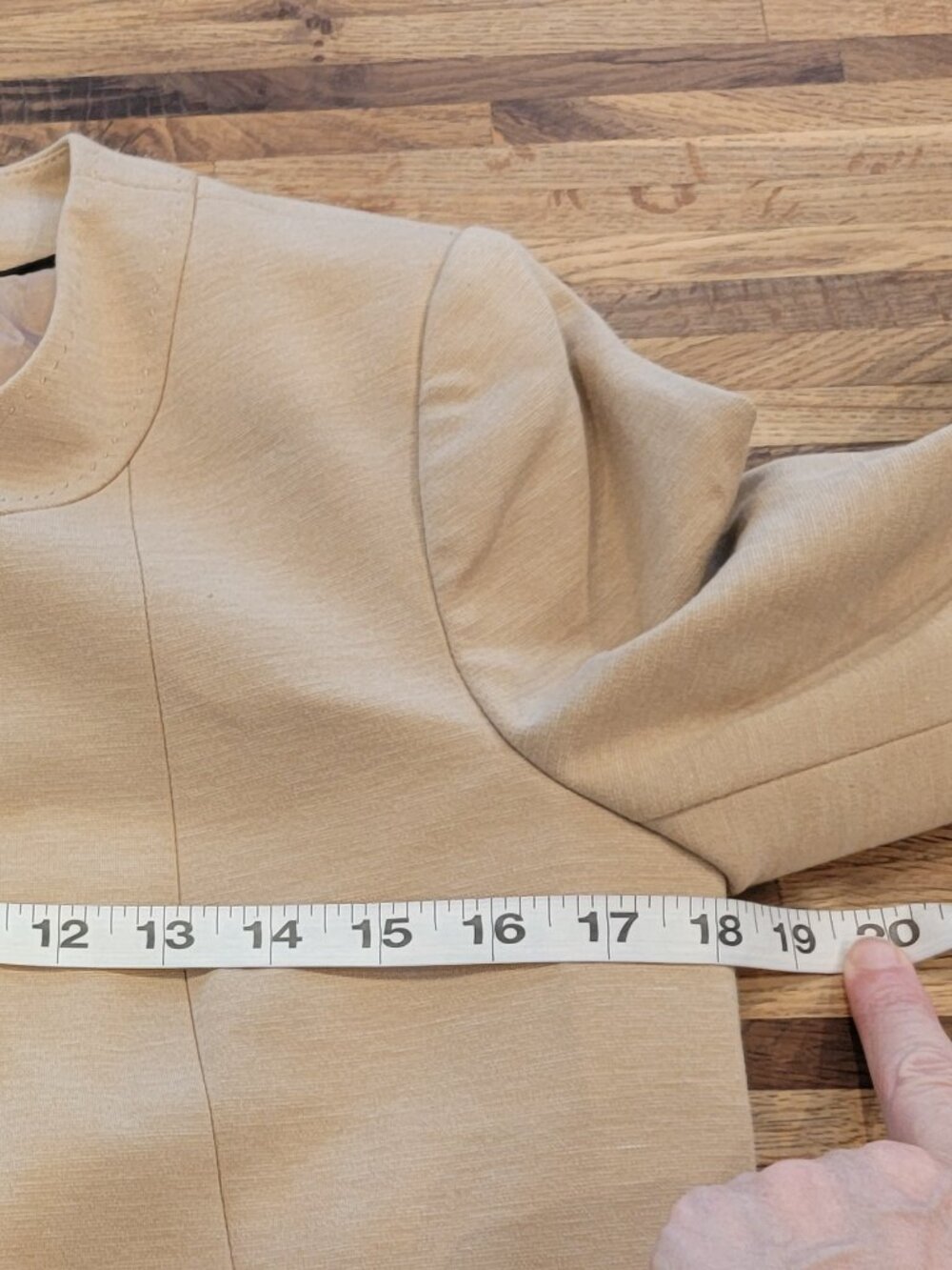 Calvin Klein Knit 3/4 Sleeve Blazer Beige Toggle Jacket Pockets Stretch Career - Picture 7 of 11